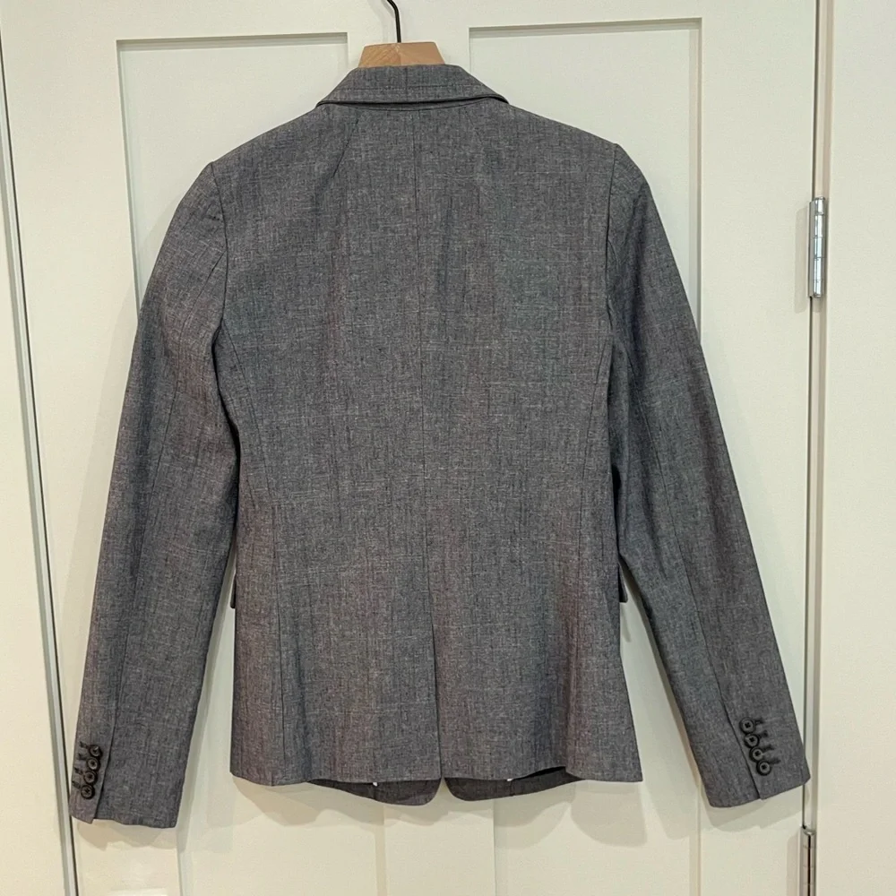 LIKE NEW J. Crew Regent Chambray Cotton Suit Jacket Blazer Coat 2 TALL